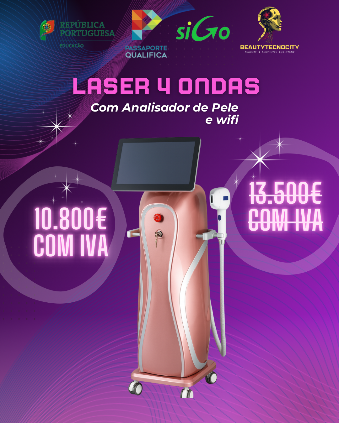 🌸 Laser de Diodo com Analisador de Pele Inteligente