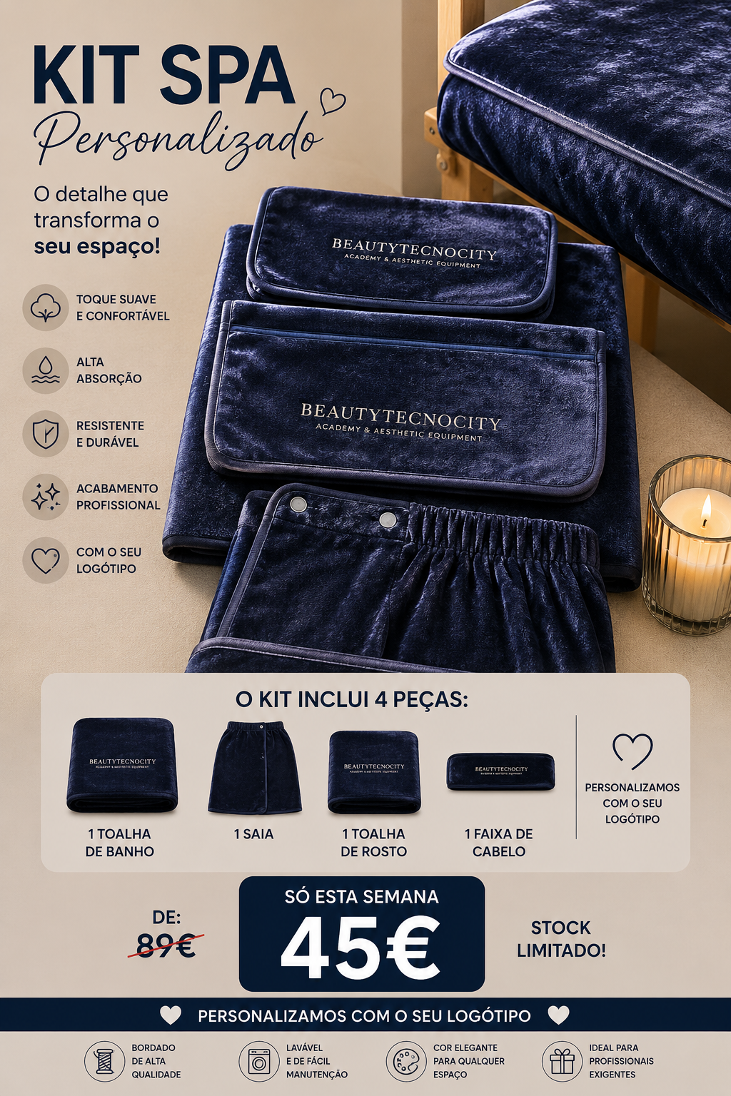 Kit de toalhas completo SPA personalizado ✨