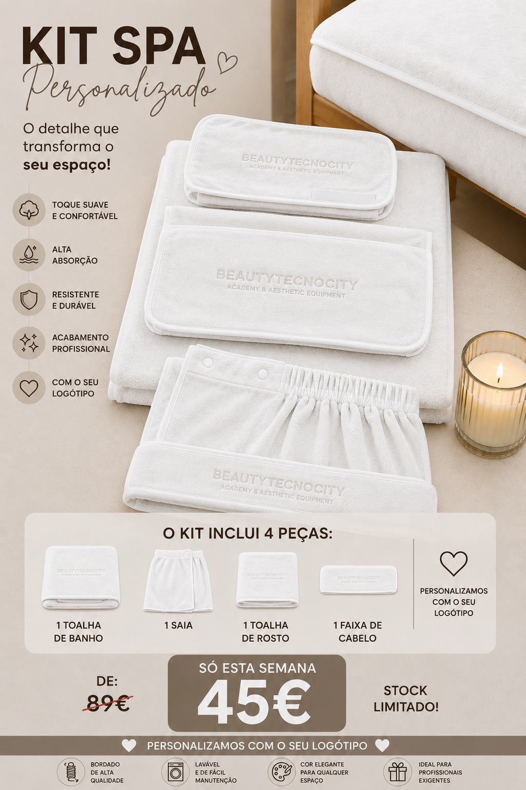 Kit de toalhas completo SPA personalizado ✨