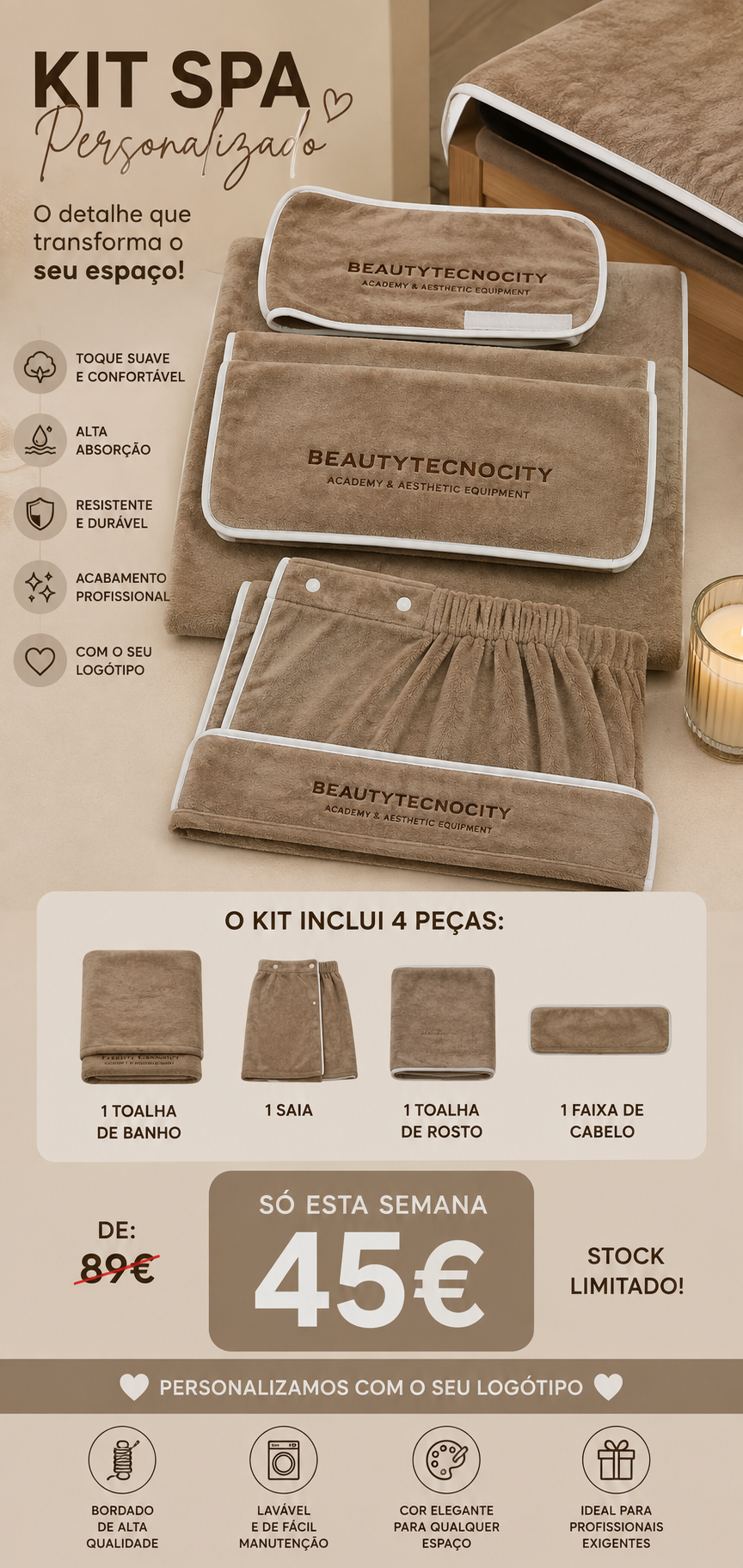 Kit de toalhas completo SPA personalizado ✨