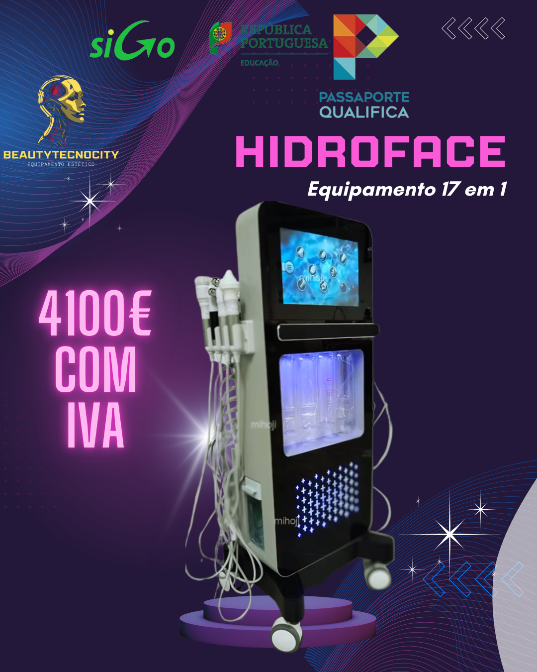Hidrodermabrasão 17 em 1 para facialistas