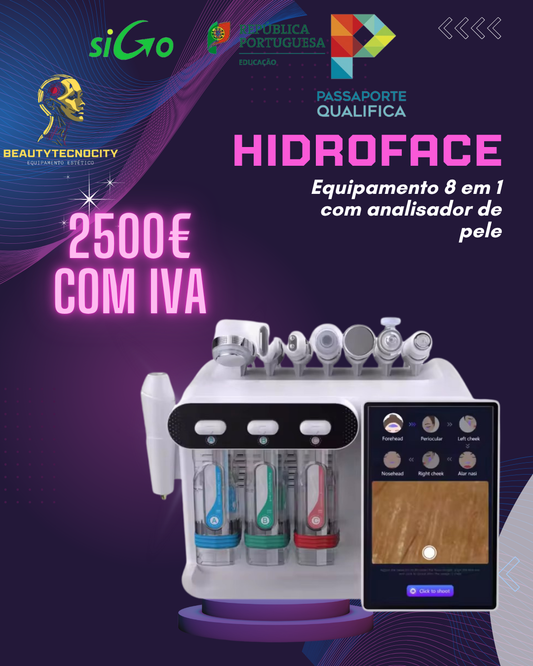 Hidra face  e analisador de pele 8 em 1 para facialistas