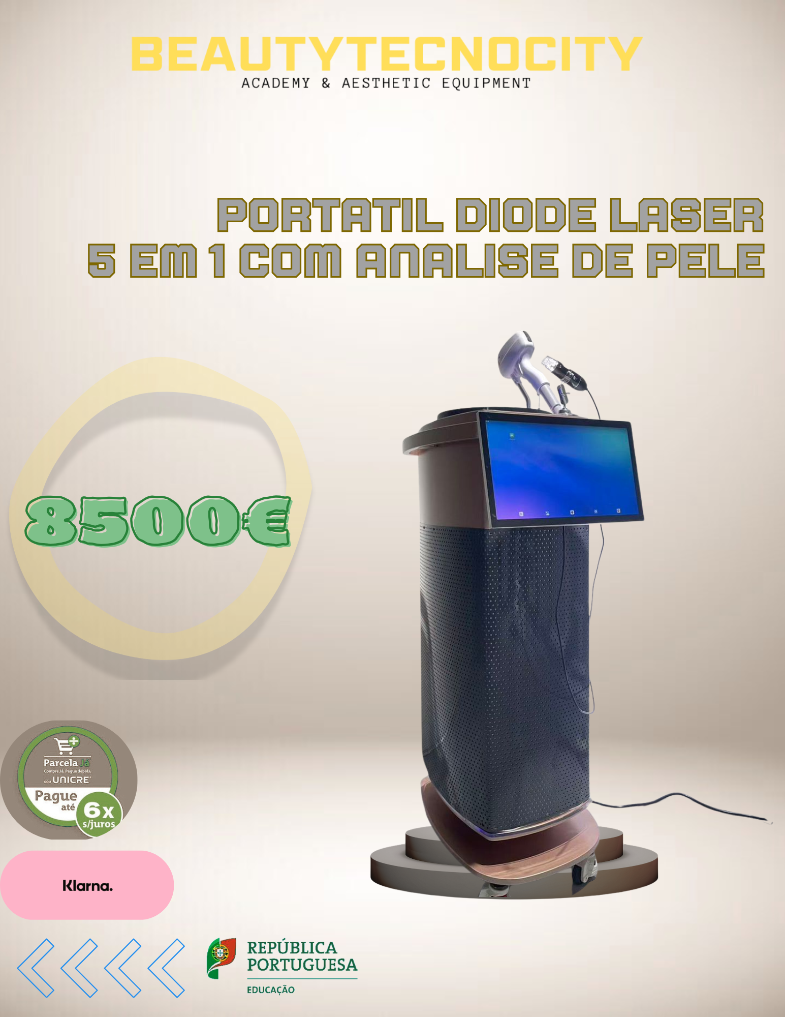 PORTÁTIL DIODE LASER 5 EM 1 COM ANÁLISE DE PELE INTEGRADA